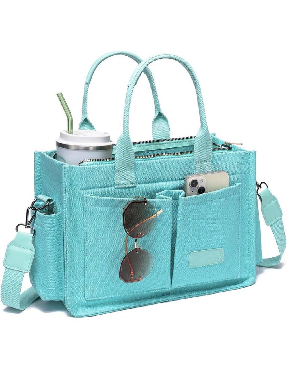 Women's Plus Green Canvas Tote Bag Large Crossbody Travel Handbags Purse